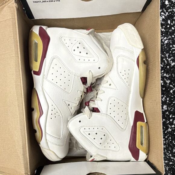 Jordan Other - Jordan Air Jordan 6 Retro OG BG White Maroon 7Y High Top Leather Sneaker
